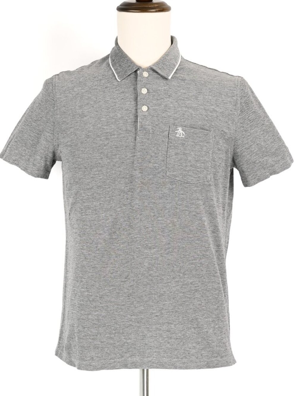 Original Penguin Grey Polo (Size Large in Boys) Heritage Slim Fit